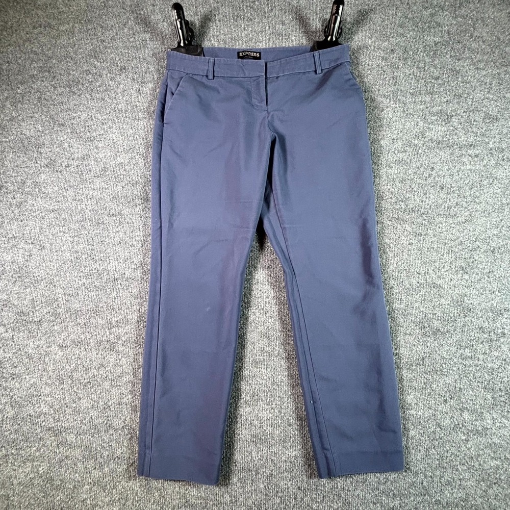 Express Columnist Dress Pant Women 8 Blue Straight Preppy Business Career Office